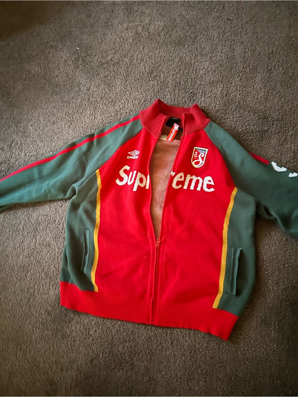Red & Green Supreme X Umbro Zip-Up Track Jacket